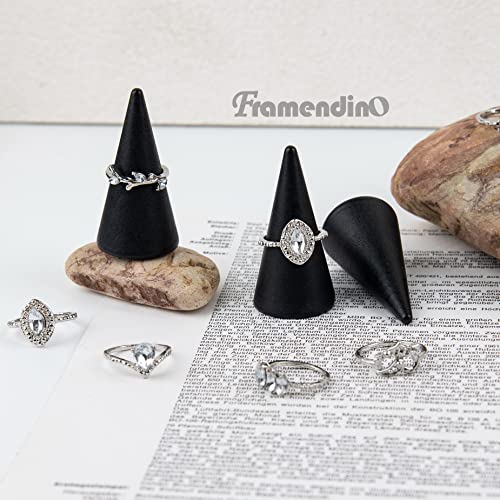 Framendino, 30 Pack Black Wood Cone Ring Holder Single Jewelry - Image 5