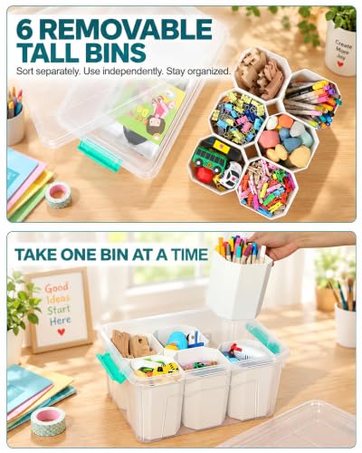 Clear Storage Boxes with 6 Tall Inserts, Large Plastic - Image 6