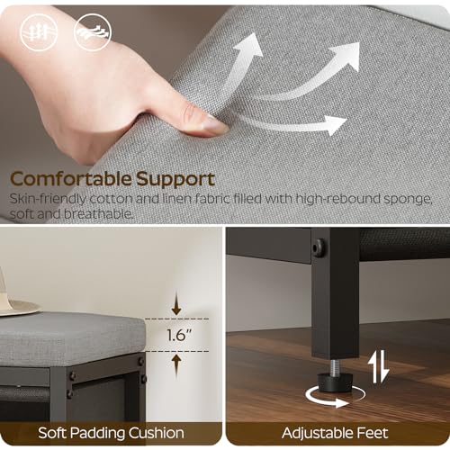 Shoe Storage Bench with Cushion, Entryway Bench - Image 5