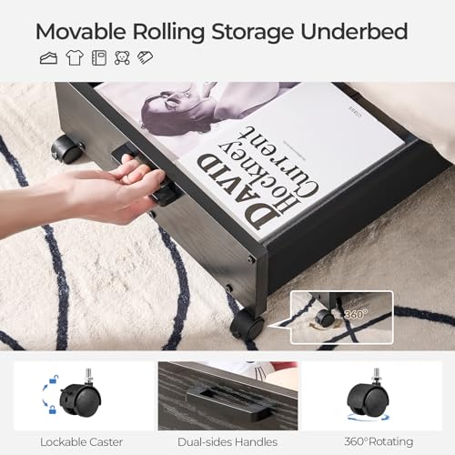 FOUCSSOMEI Under Bed Storage with Wheels, Wooden Under Bed - Image 5