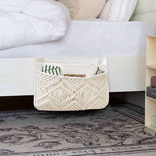 Mkono Macrame Bedside Caddy, Boho Bed Storage Organizer - Image 3