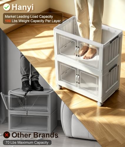 Hanyi 216 QT 4-Tier Stackable Storage Bins with Lids, Clear Doors - Image 6