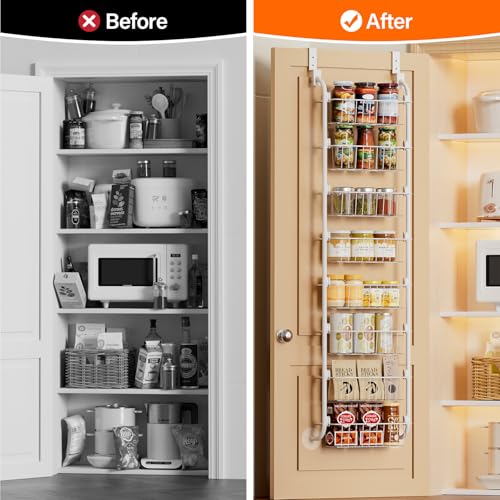 Delamu Narrow Over The Door Pantry Organizer, 8-Tier Metal Pantry - Image 6
