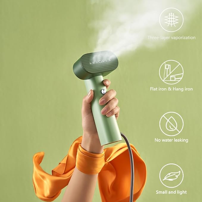 G6 2-in-1 Portable Steamer for Clothes and Iron for Clothes, Just 0.7lbs Lightly, 10 Minutes of Continuous Steam, 900W Light Steamer for travel and home (yellow)