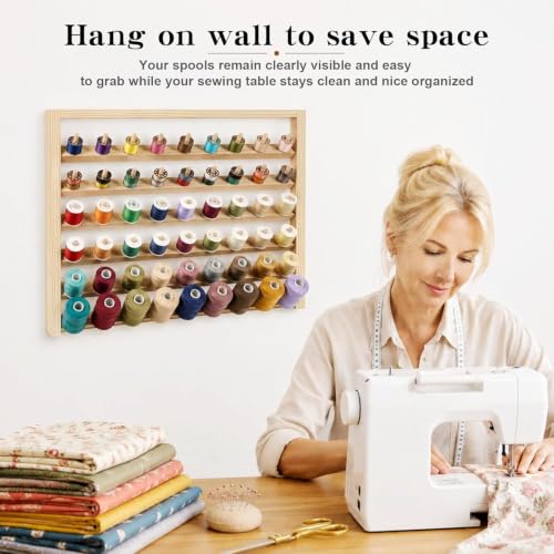 Premium 54 Spools Wooden Thread Rack – Wall Mounted Sewing - Image 7