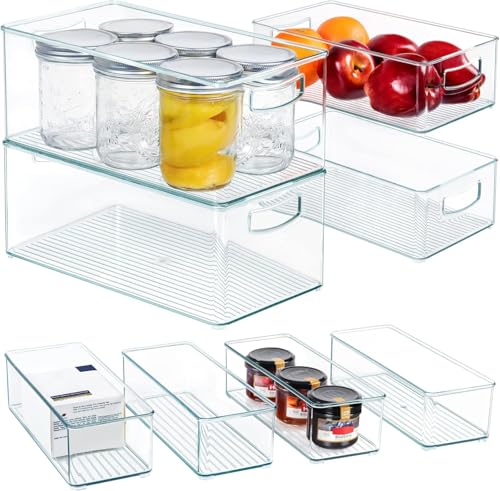 8 PACK Stackable Pantry Organizer Bins (3 Size) - Clear - Image 2