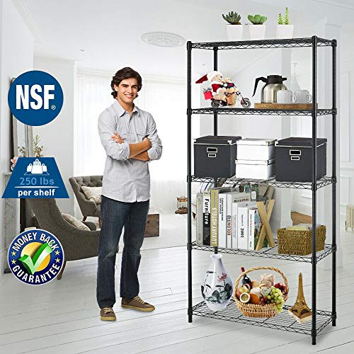 BestOffice | 5-Tier Wire Shelf | 36" x 14" x 72" | Black - Image 5