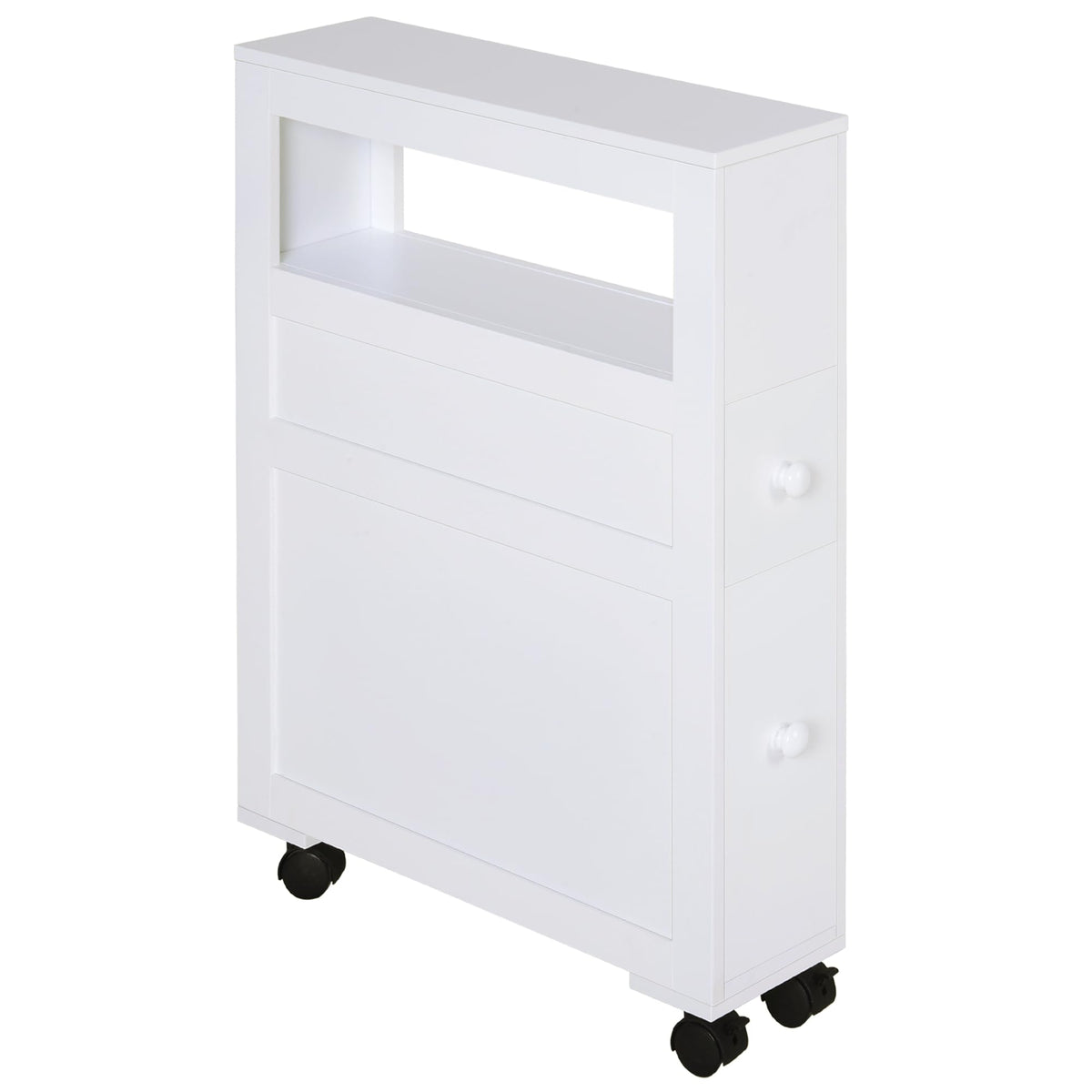 HOMCOM Slim Bathroom Storage Cabinet with Wheels and 2 - Image 1