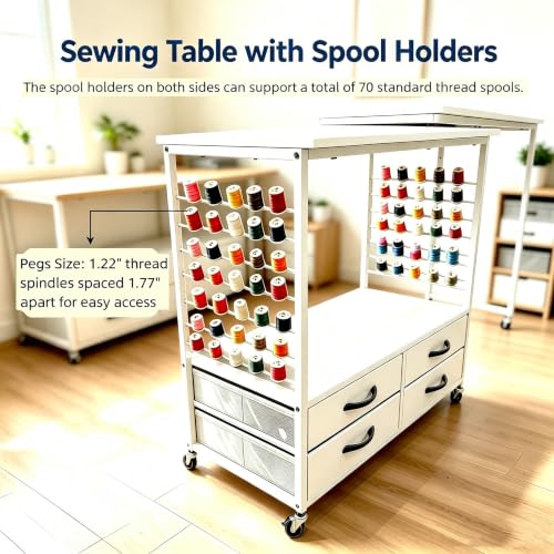 Sewing Table with Storage, 46.5'' Folding Sewing Table -70 Pegs - Image 5