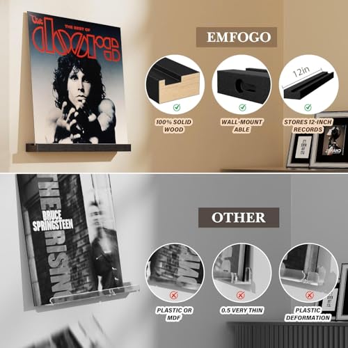 Emfogo Vinyl Record Shelf Wall Mount, 6 Pack Album Record - Image 6