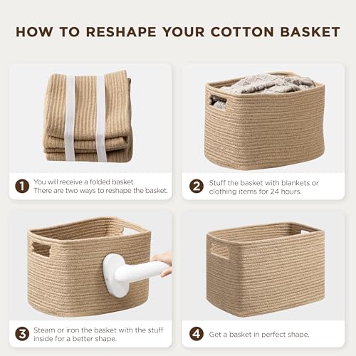 4 Pack Storage Baskets for Organizing, Shelf Baskets with Handles - Image 4