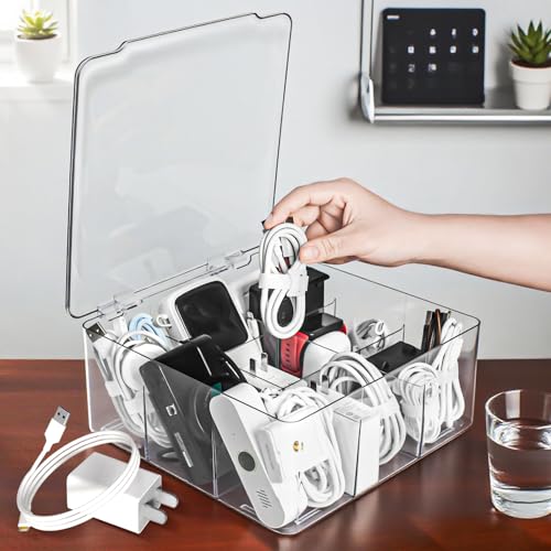 Charger and Cable Organizer Box with 10 Wire Ties, Adapter - Image 5
