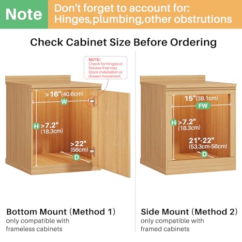 Pull Out Cabinet Organizer, Soft Close Slide Out Solid Wooden Drawers(15"W X 21"D x 6.2''H), Heavy Duty Full-extension Roll Out Shelves for Kitchen Cabinets,Pantry & Closet Organiz