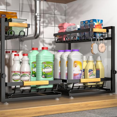 Sevenblue 2-Pack 2-Tier Height Adjustable Under Sink Organizer & - Image 2