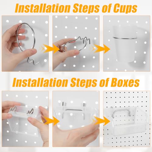 20 PCS Pegboard Bins and Cups with Hooks and Loops Peg - Image 5