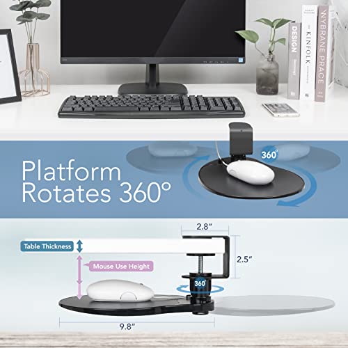 EHO Clamp-On Under Desk Mouse Tray, 360° Swivel Ergonomic - Image 4