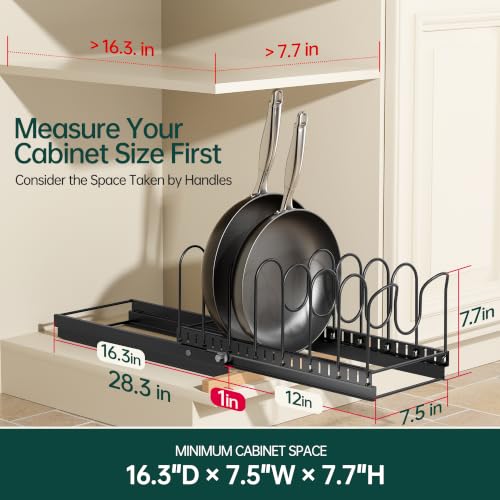 Pull Out Pots and Pans Organizer Under Cabinet, 1 Pack 8 Dividers - Image 3
