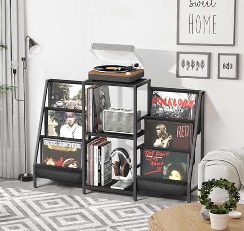 Record Player Stand with Vinyl Storage, Record Player - Image 3