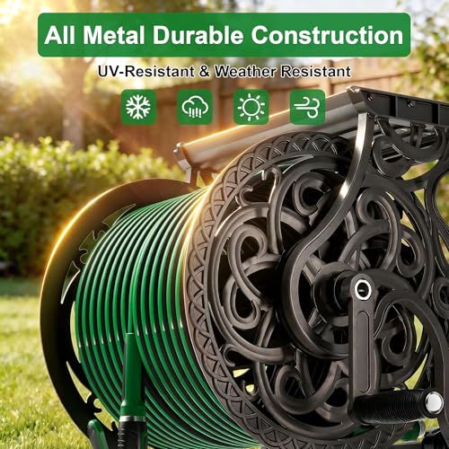 Garden Hose Reel Wall Mount Metal, Holds 125 ft x 5/8" - Image 4