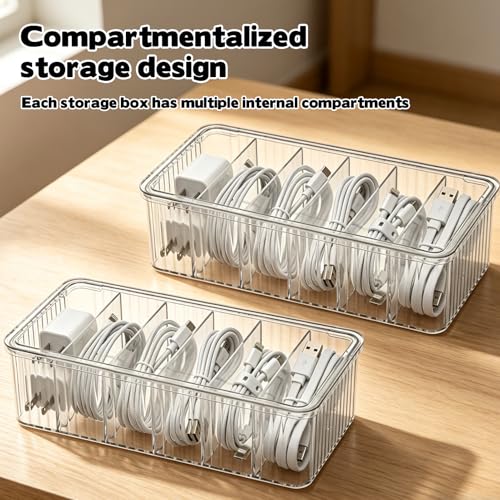 4 Pcs Cable Organizer Box, Clear Plastic Cord Storage Organizer - Image 8