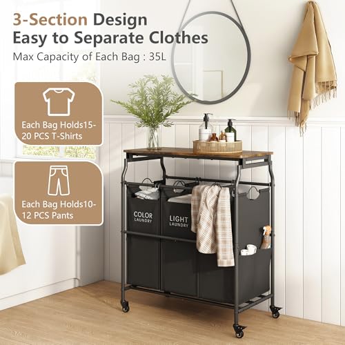 Hoctieon 3 Section Laundry Sorter with Ironing Board - Image 6