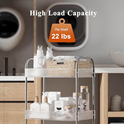 STARLATTA 3 Tier Rolling Cart with Lockable Wheels, Clear Acrylic - Image 6