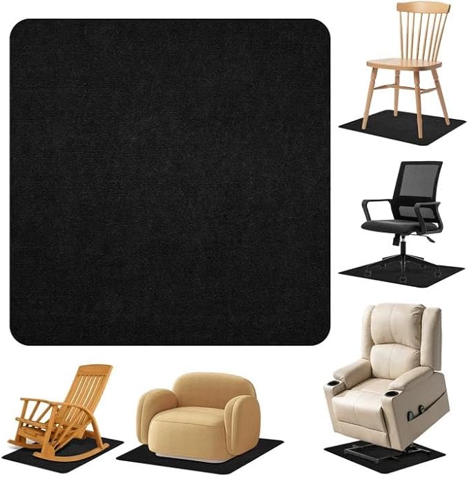 Recliner Pads for Hardwood Floors, Non Slip Recliner Grippers, Furniture Pads Floor Mats for Carpet, Anti Slide Office Chair Mat for Floor Protector, 35"x35" (1 Pack-Black