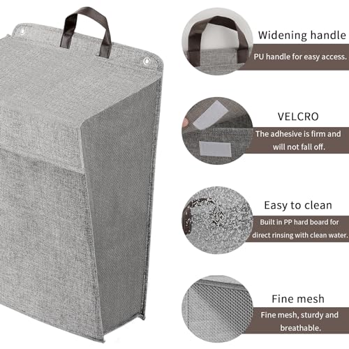 Wall Hanging Laundry Basket, Collapsible Hamper, Set of 2，Grey - Image 5