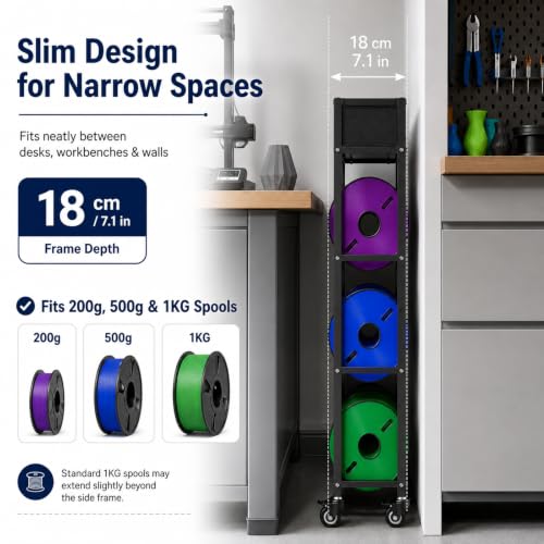 MAYJOY 3D Printer Filament Storage Rack with Wheels, Top Bin - Image 6