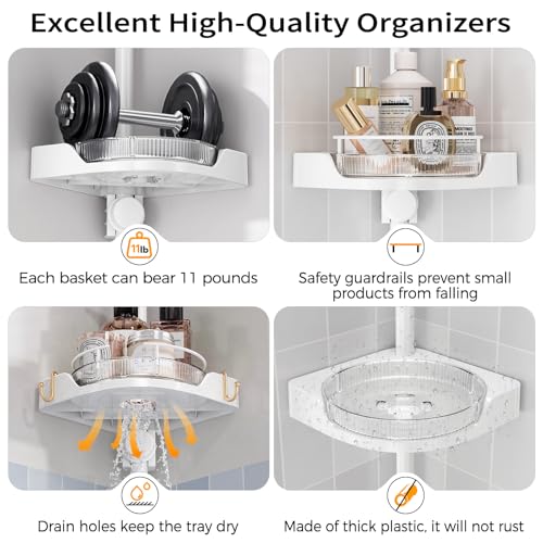 shuang qing 360° Rotating Corner Shower Caddy Tension Pole - Image 6