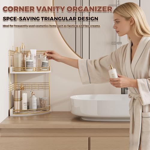 Bathroom Countertop Corner Organizer for Small Spaces, 2-Tier - Image 5