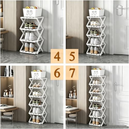 8 Tier Foldable Shoe Rack, Bamboo Vertical Shoe Organizer Tall - Image 7