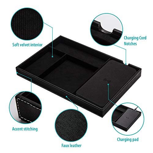 Valet Tray, Built in Wireless Charging Pad, Nightstand Organizer - Image 6