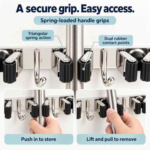 Mop and Broom Holder Wall Mount, Broom Organizer - Image 4