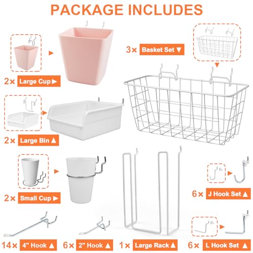 Pegboard Organizer Set 42Pack Peg Board Baskets Hooks Bins - Image 5