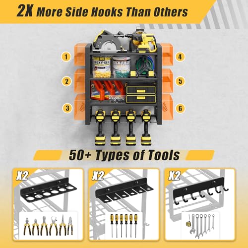 4-Tier Power Tool Organizer Wall Mount, 200LBS Capacity - Image 5