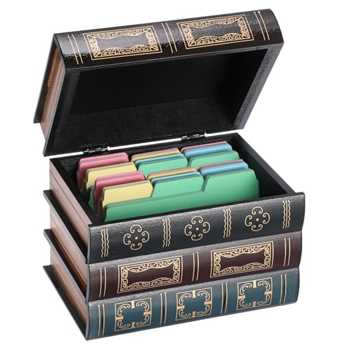 Antique Index Card Holder, Wood Index Card Storage Box, 4x6 Inch - Image 2