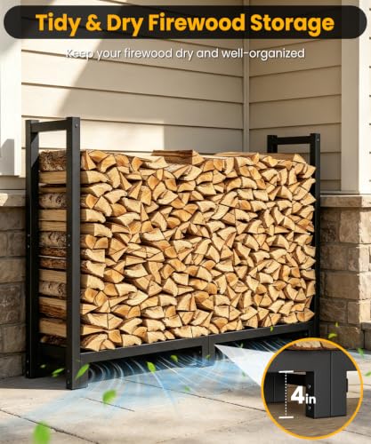 4FT Firewood Rack Outdoor Indoor, Upgraded Heavy Duty Fire - Image 6