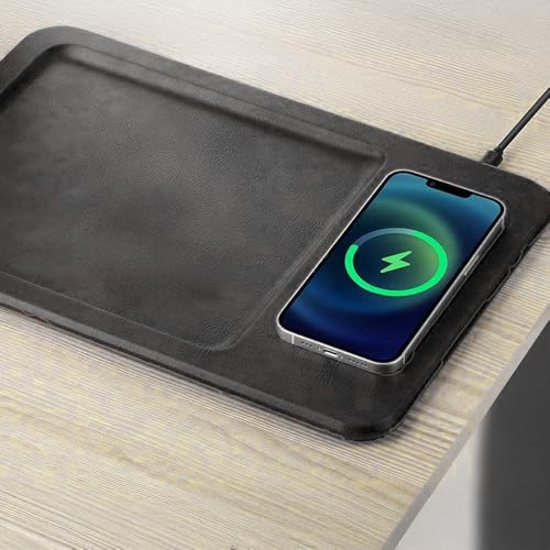 PU Leather Wireless Charging Valet Tray Organizer USB-C, Premium - Image 3