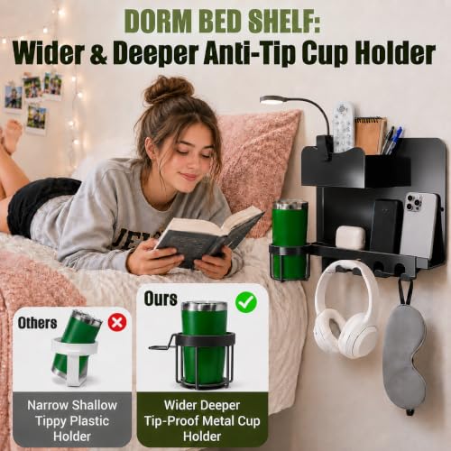 Floating Bedside Wall Shelf, Metal Wall Organizer with Detachable - Image 5