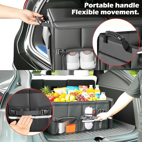 Car Trunk Organizer, 3 Compartment Collapsible Trunk Storage - Image 6