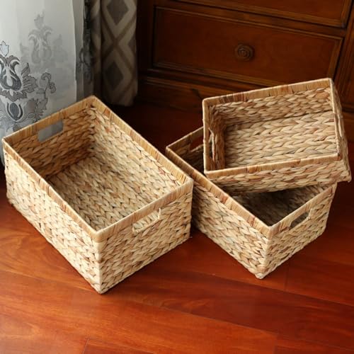 KINGWILLOW Woven Natural Water Hyacinth Rectangular - Image 3