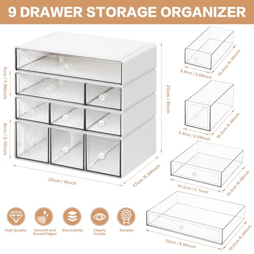 Desk Storage Organizer with 9 Drawers, 4 Tiers Stackable - Image 4
