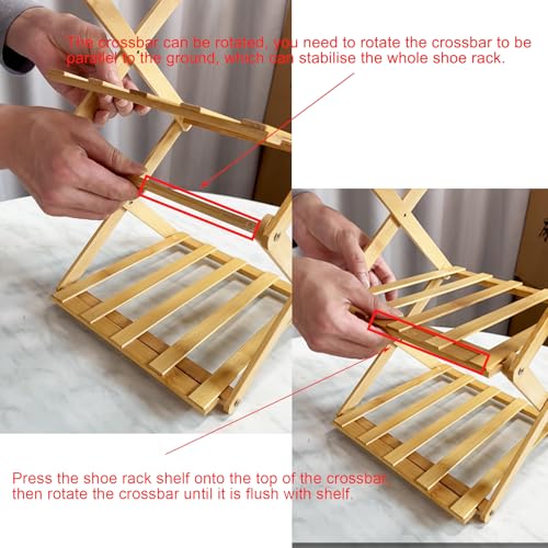 YYW Bamboo Shoe Rack for Entryway, Foldable Free Standing - Image 5