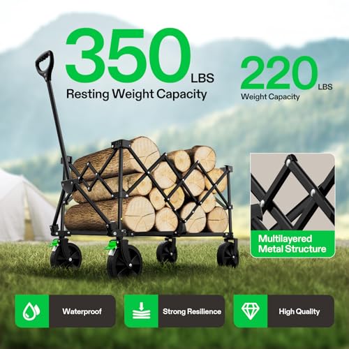 VIVOSUN Collapsible Folding Wagon, 350 lb Load-Bearing Outdoor - Image 4