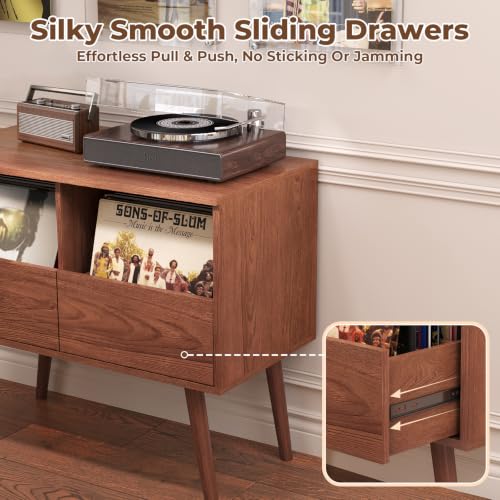 BROTTAR Mid Century Modern Record Player Stand with Vinyl - Image 4