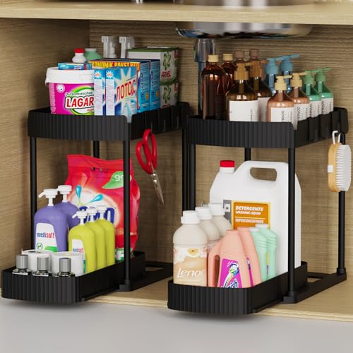 2 Packs Under Sink Pull-Out Storage Organizers, 14.8 Inches - Image 2