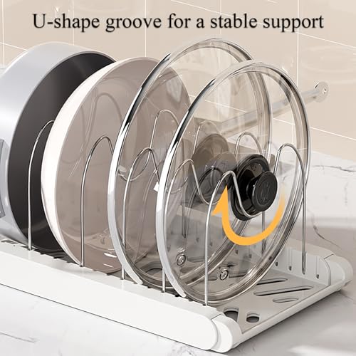 Pot Rack: 13.6"-22" Pots and Pans Organizer Under Cabinet,Apricot - Image 5