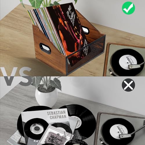 S&H Kaide Vinyl Record Storage, Rustic Record Holder - Image 8