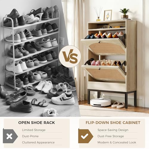 LUCKLIFE Shoe Cabinet with Charging Station, Flip Down - Image 7